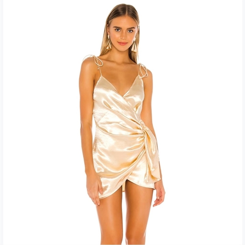 superdown Lennie Wrap Dress in Champagne